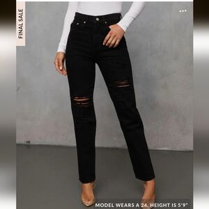 Vici Black Distressed Straight Leg Jeans